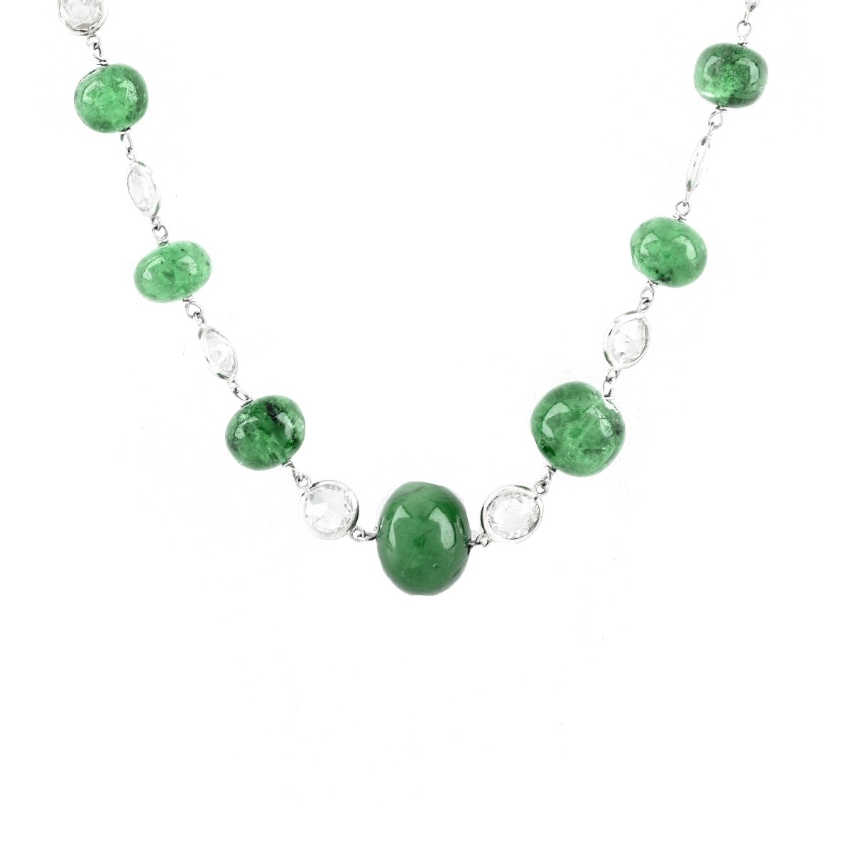 Emerald, Diamond and Platinum Necklace - Image 3 of 4