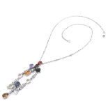 Multi Gemstone, Diamond and 18K Gold Necklace