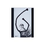 Antal Biro, French (1907 - 1990) Ink on card "Abstract Figure". Signed lower left. Good condition.