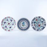 Grouping of Three (3) Vintage Faience Pottery Chargers. Two are signed, originating from Turkey and