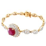 Diamond, Ruby and 14K Gold Bracelet