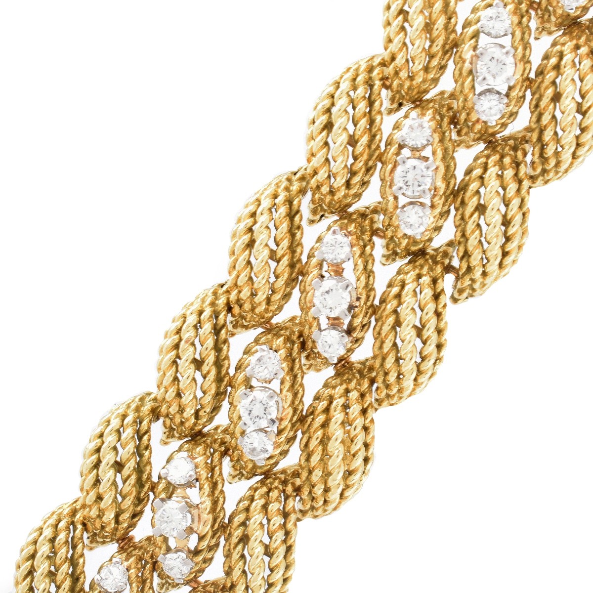 French Diamond and 14K Gold Bracelet - Image 3 of 5