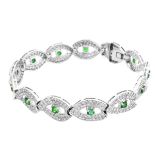 Diamond, Emerald and 18K Gold Bracelet