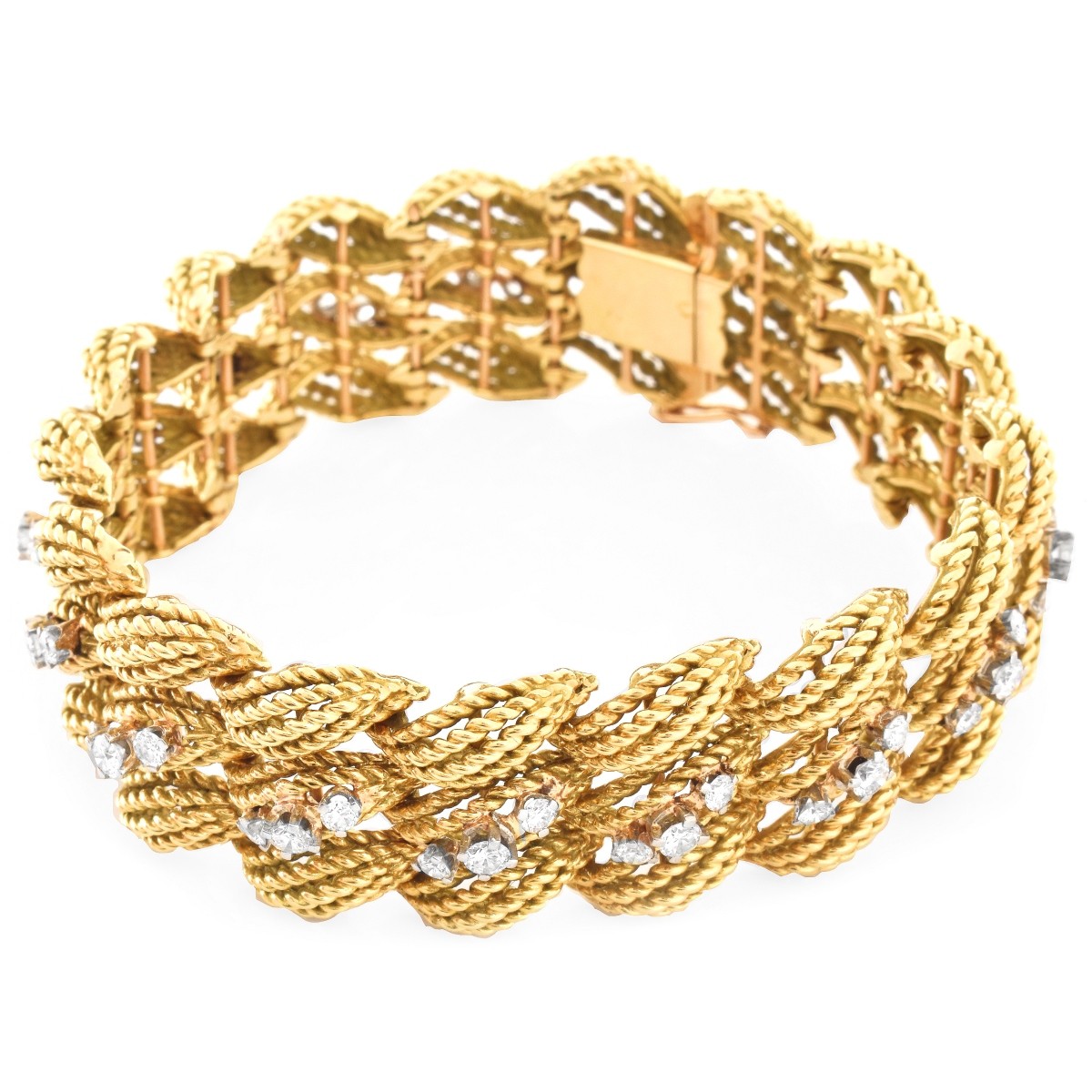 French Diamond and 14K Gold Bracelet