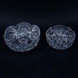 Two (2) Vintage American Brilliant Cut Glass Bowls. Unsigned. Minor flea bites. Largest measures 4"