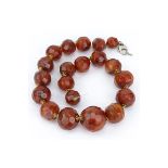 Vintage Syrian Graduated Faceted Red Agate Bead Necklace. Unsigned. Needs small repair to clasp. Go