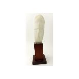 Mid Century Abstract Marble Bust on Wooden Base. Signed. Good condition. Measures 19" H. (estimate