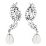 Diamond, Pearl and Platinum Earrings