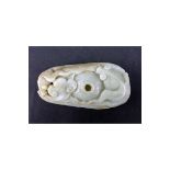 19/20th Century Chinese Carved Jade Pendant. Natural wear. Measures 4" H x 2" W. (estimate $50-$10