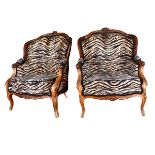 Antique French Carved Walnut Armchairs