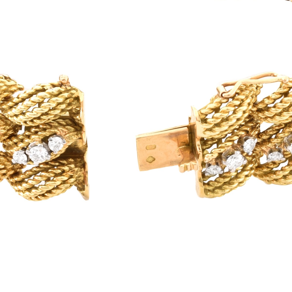 French Diamond and 14K Gold Bracelet - Image 4 of 5