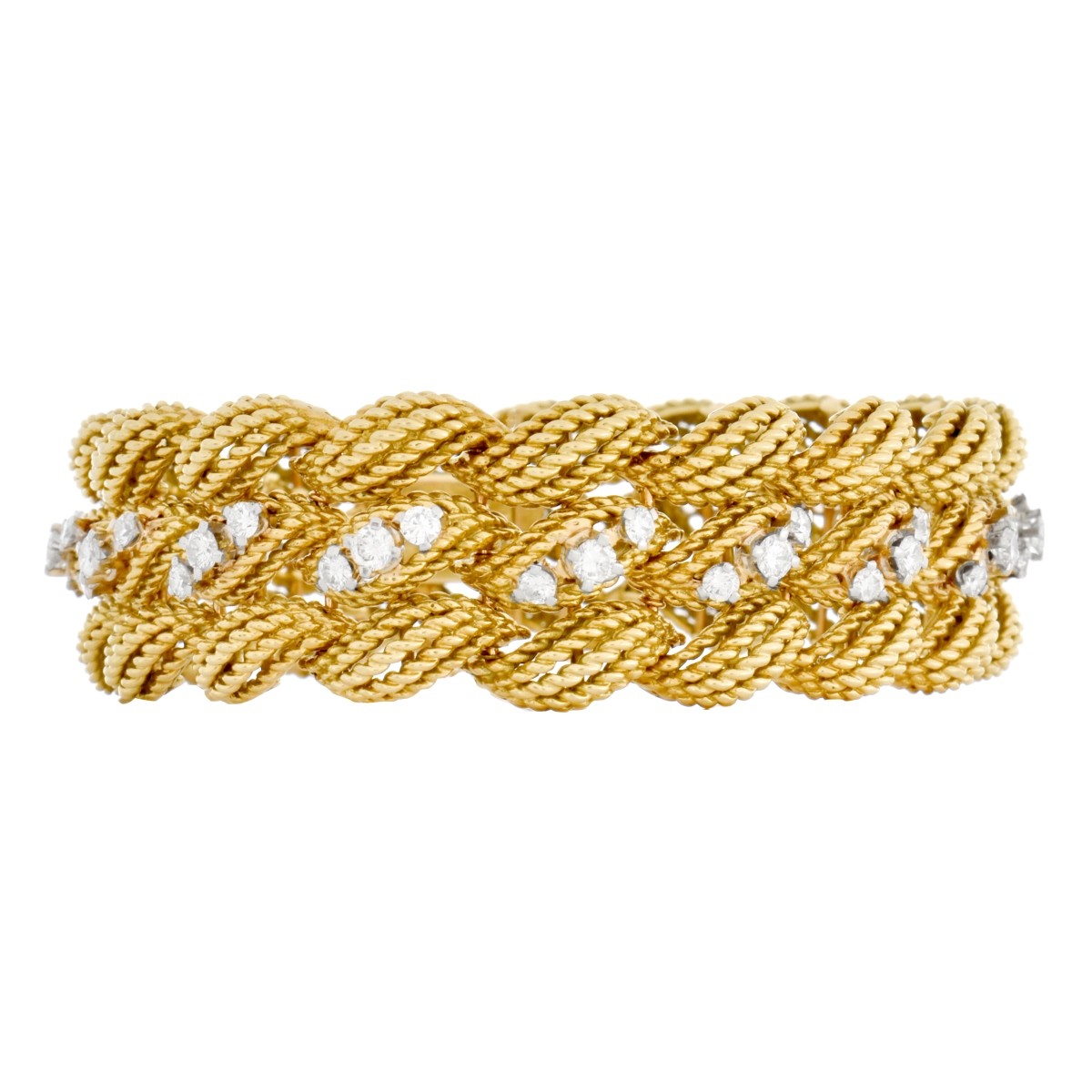 French Diamond and 14K Gold Bracelet - Image 2 of 5