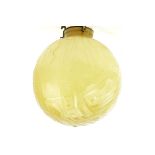 Daum Nancy French Art Deco Pendant Light Chandelier. Signed "Daum Nancy". Pale amber color globe sh