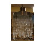 Modern Baccarat Graduated Tear Drop Crystal Chandelier. Signed to top. Missing some prisms or else