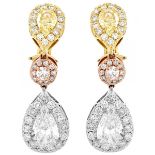 GIA 5.56ct TW Diamond and 18K Gold Earrings.