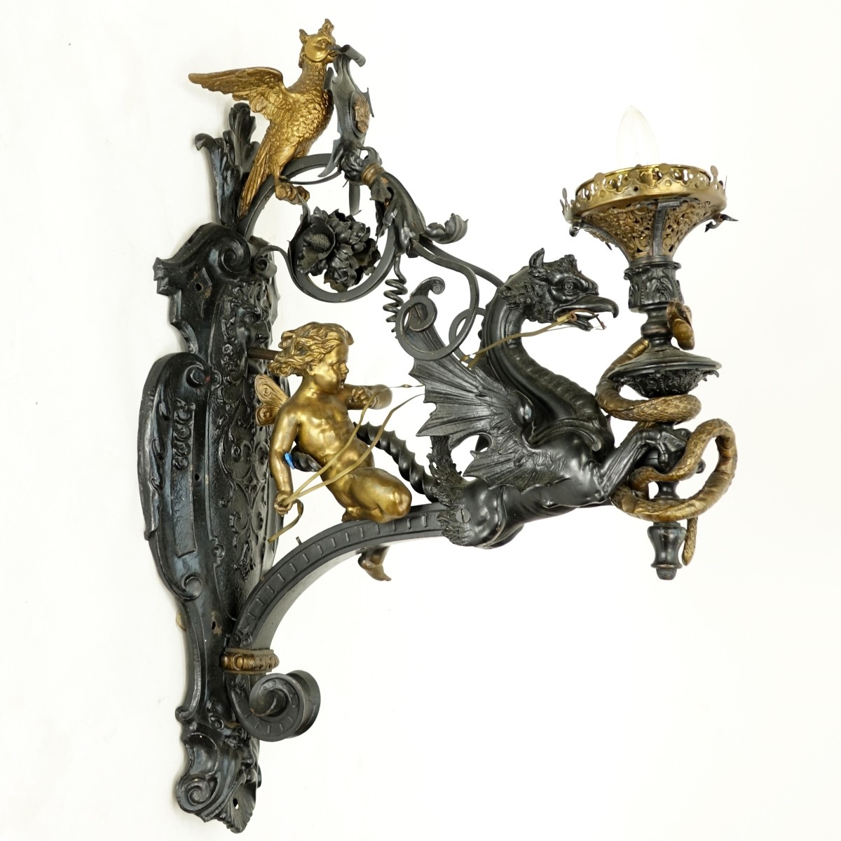 Bronze Angel Dragon Sconce - Image 4 of 8