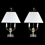 Pair Brass & Lucite Lamps