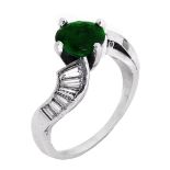 Vintage Emerald, Diamond and Platinum Ring