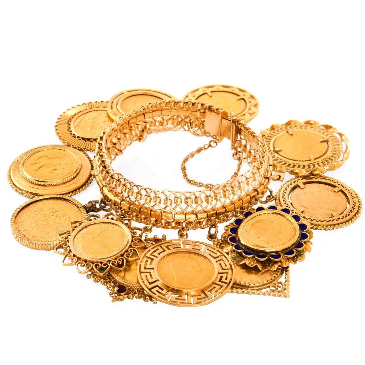 Vintage Gold Coin Charm Bracelet - Image 2 of 6