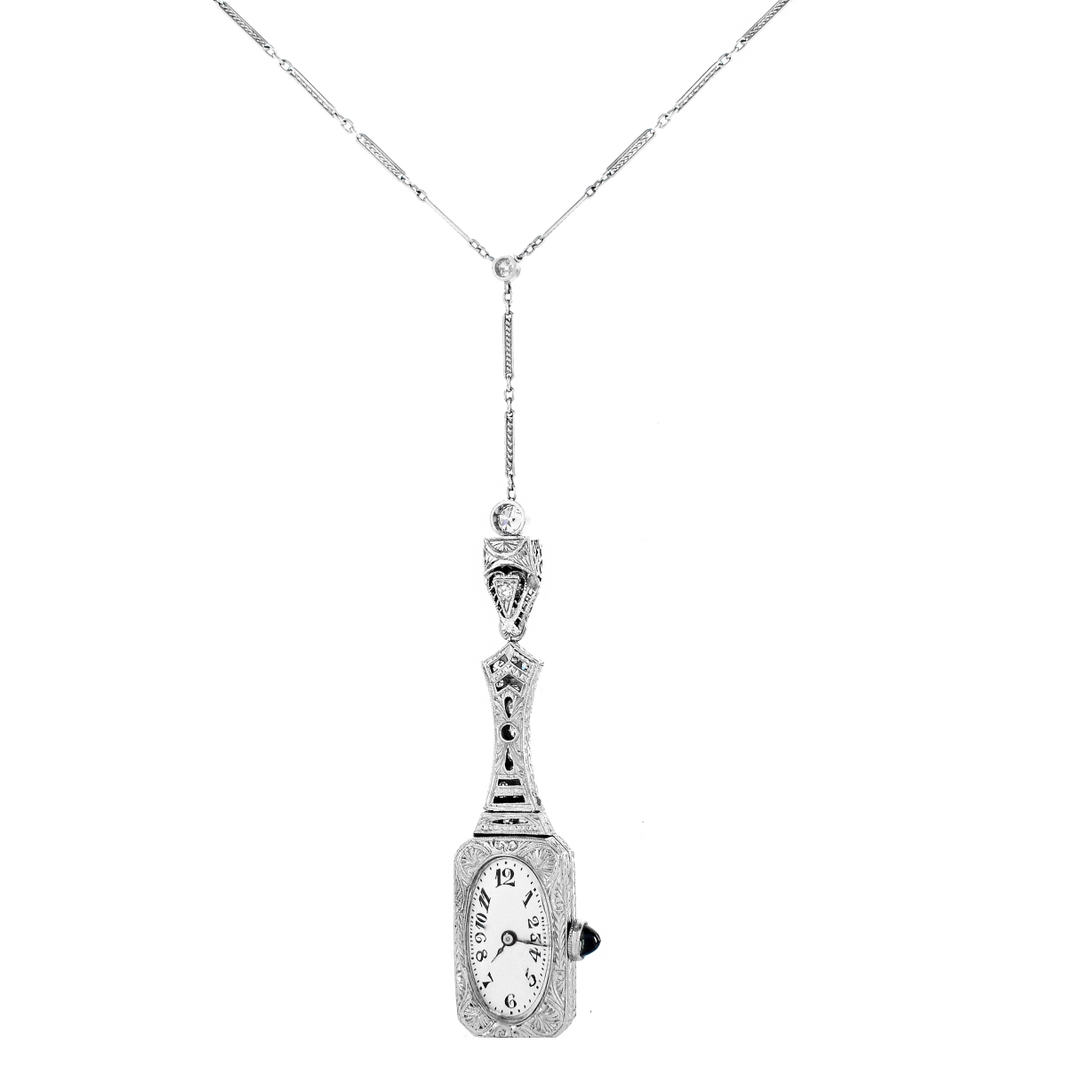 Diamond and Platinum Pendant Watch