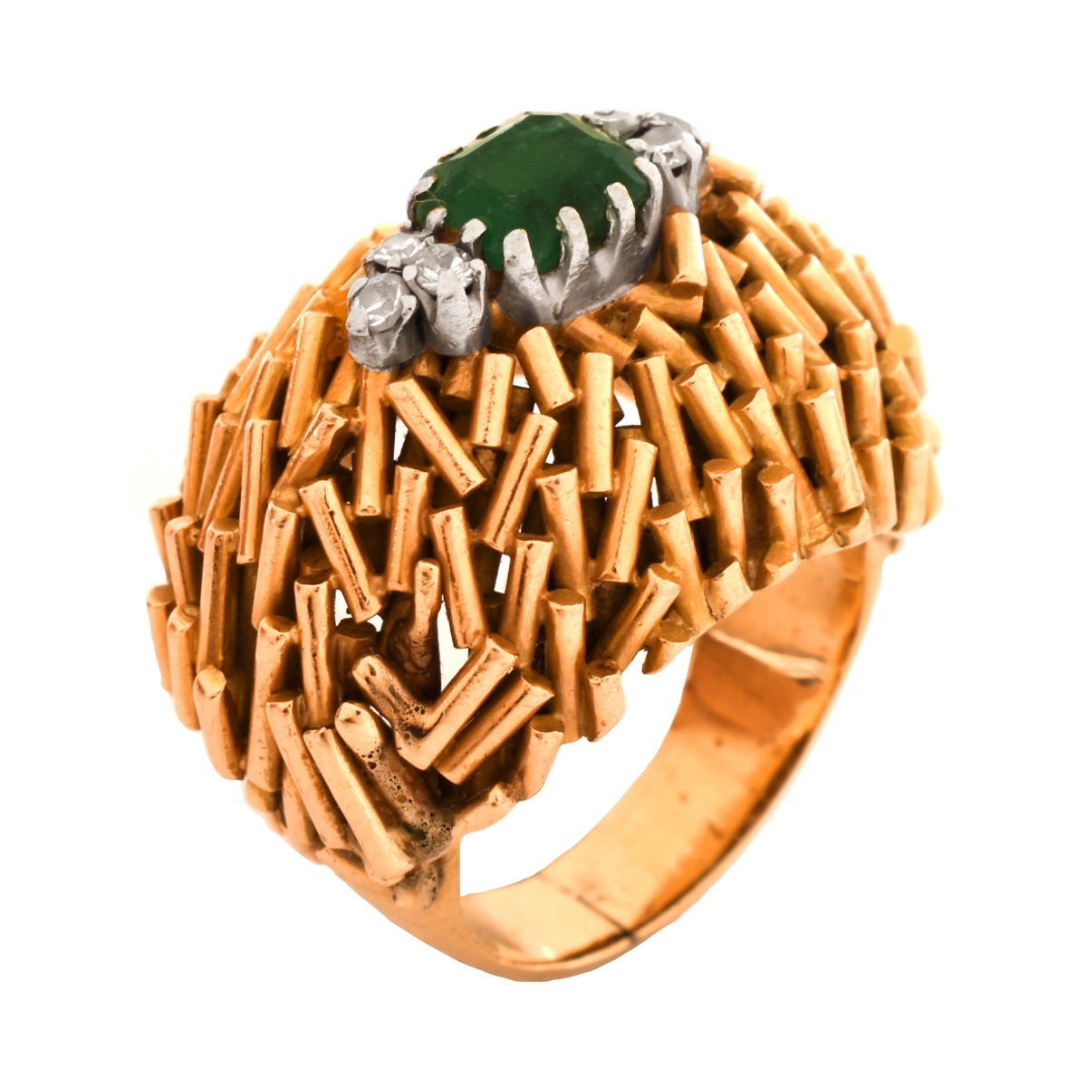 Emerald, Diamond and 18K Ring