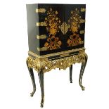 English Black Lacquered Cabinet