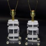 Pair Lucite Lamps