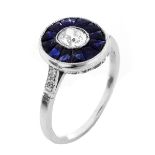 Art Deco Diamond and Sapphire Ring