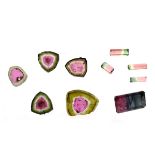 Seven Watermelon Tourmaline Stones