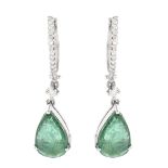 Emerald, Diamond and 18K Earrings