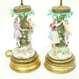 Pair Meissen Style Lamp