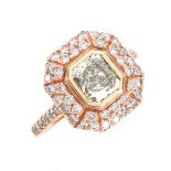 GIA 1.01 Carat Fancy Green Diamond Ring