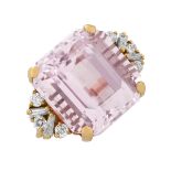 Kunzite, Diamond and 18K Ring