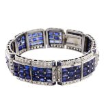 Art Deco Sapphire, Diamond and Platinum Bracelet