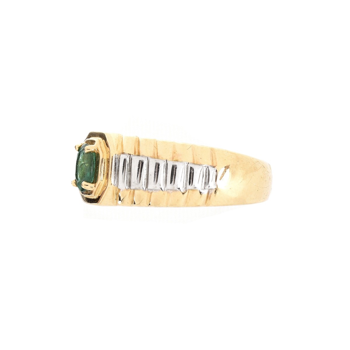 Man's Vintage Emerald and 14K Ring - Image 3 of 7