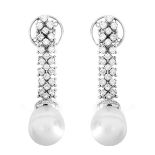 Diamond, Pearl and 18K Pendant Earrings