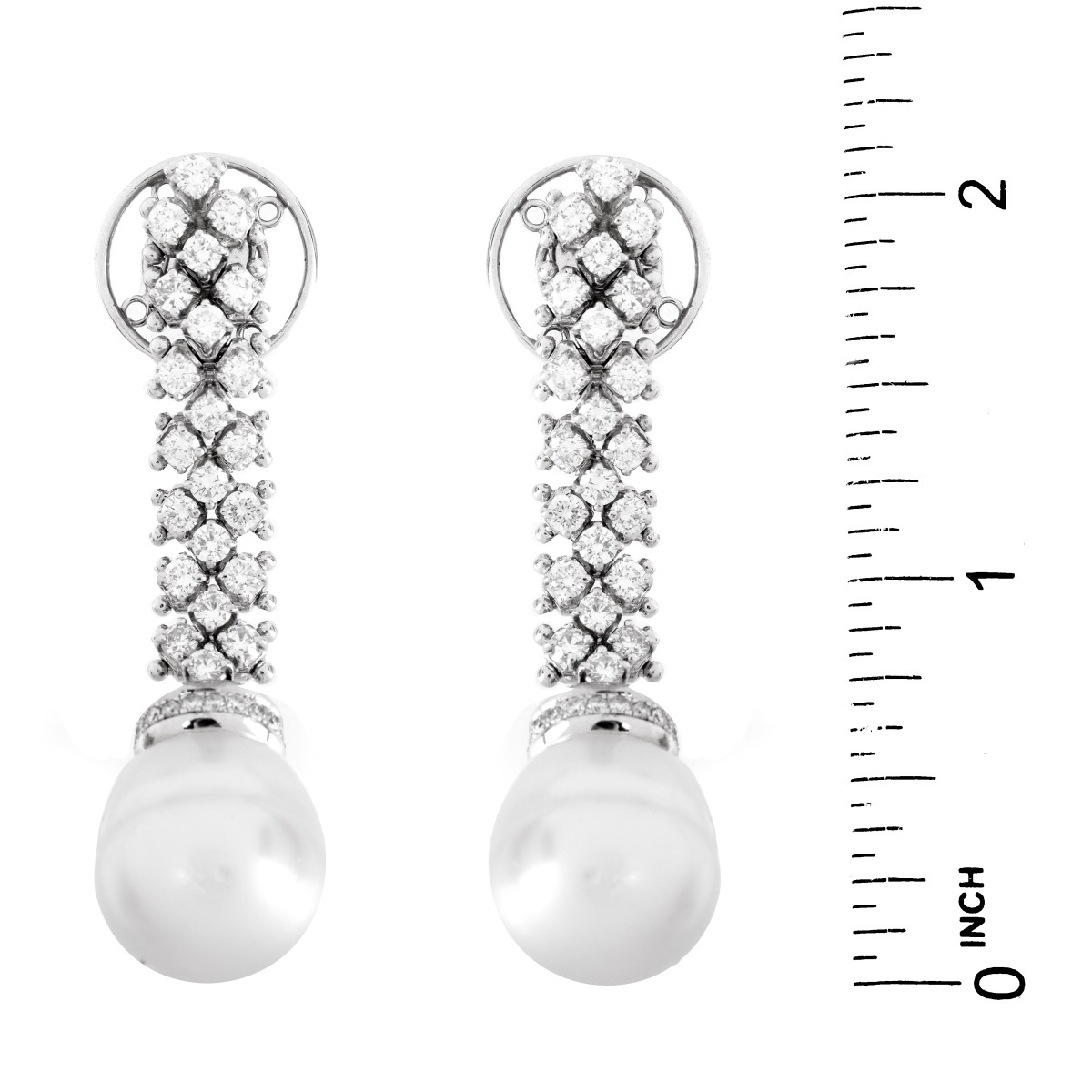 Diamond, Pearl and 18K Pendant Earrings - Image 4 of 4