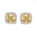 3.63ct TW Fancy Yellow Diamond Ear Studs