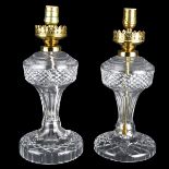 Two Waterford Hurricane Lamps