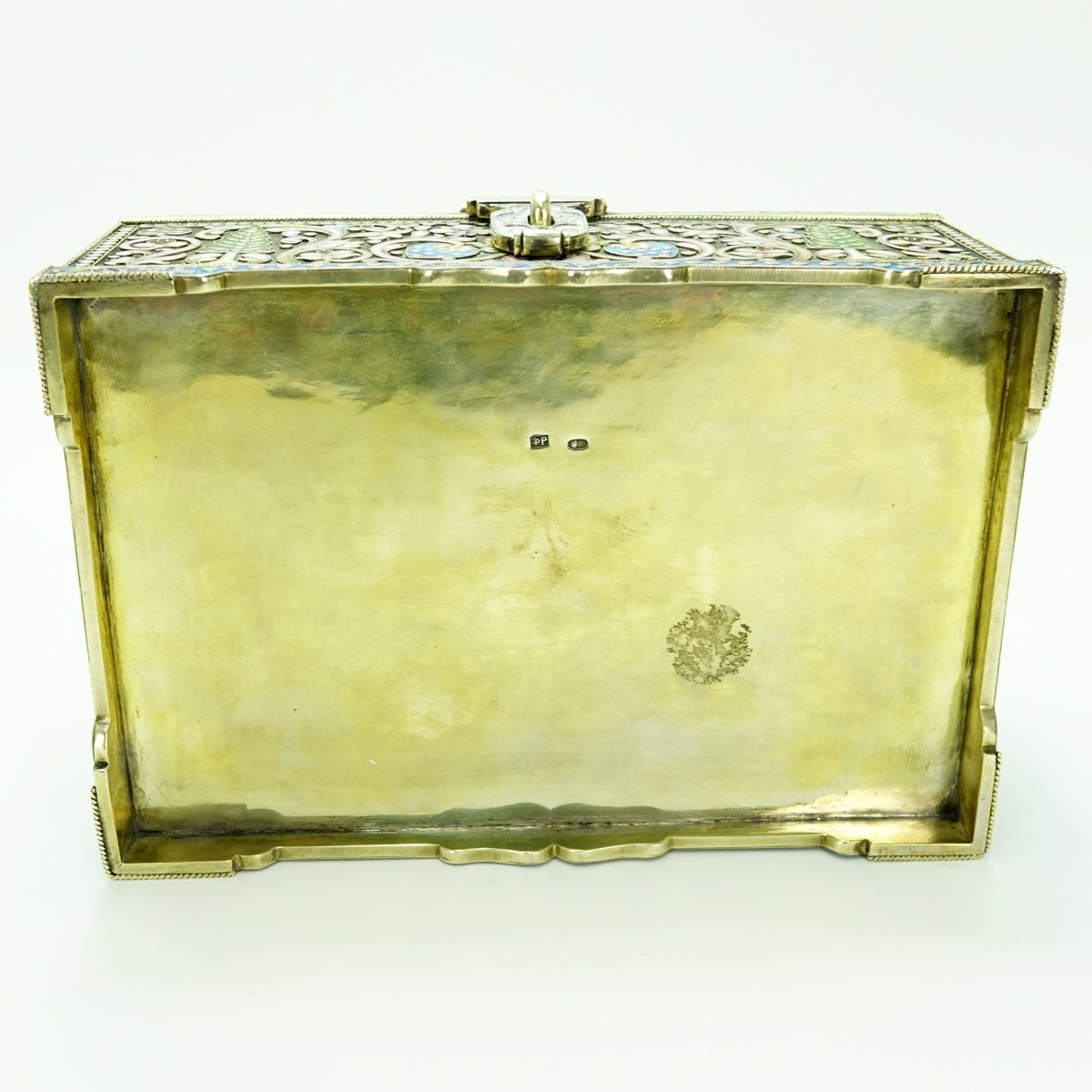 Large Russian Silver Gilt Enamel Box - Image 7 of 9