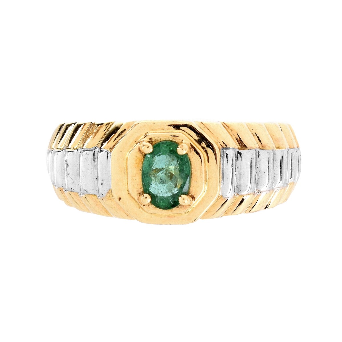 Man's Vintage Emerald and 14K Ring - Image 2 of 7