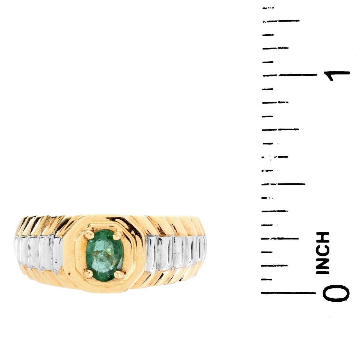 Man's Vintage Emerald and 14K Ring - Image 6 of 7