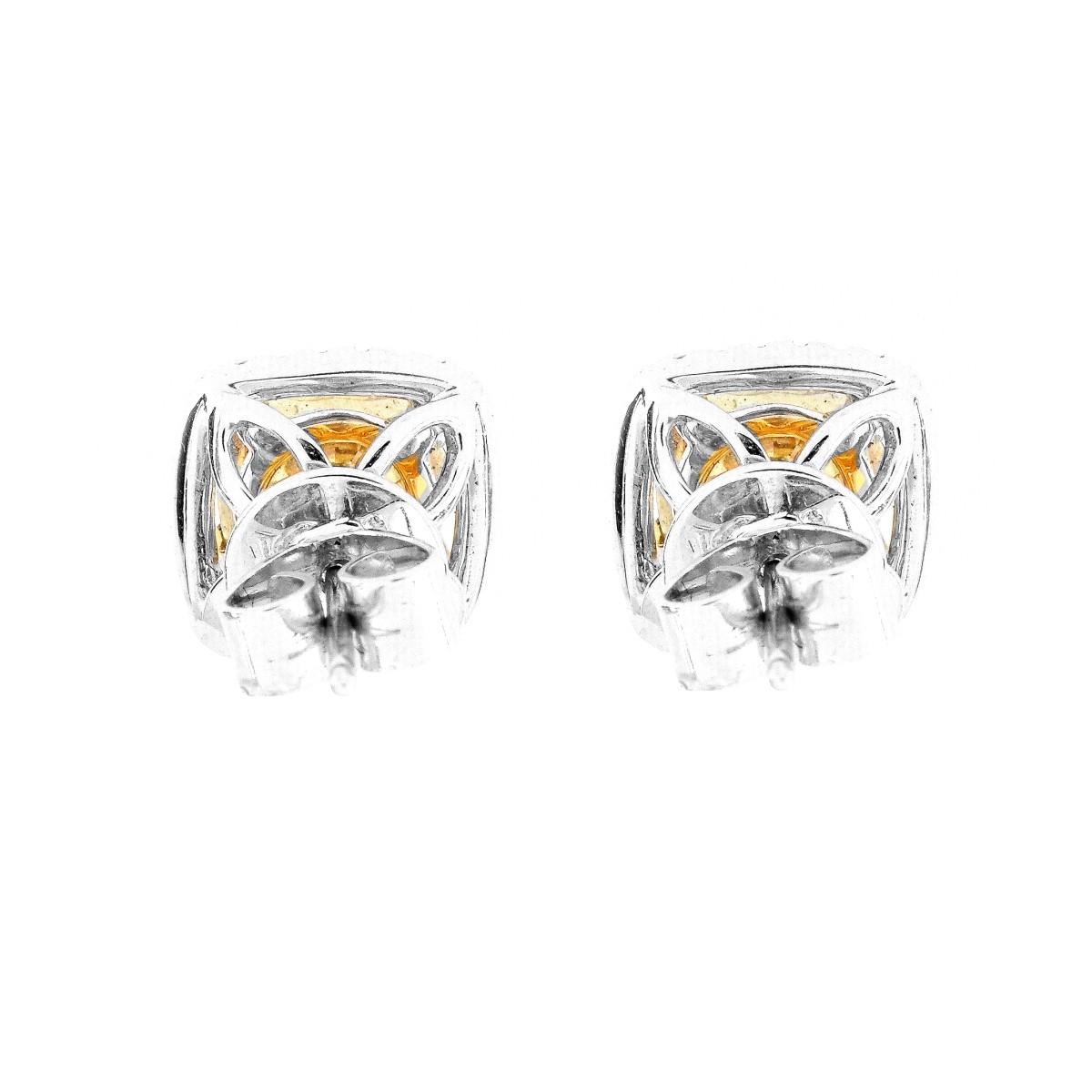 3.63ct TW Fancy Yellow Diamond Ear Studs - Image 3 of 5