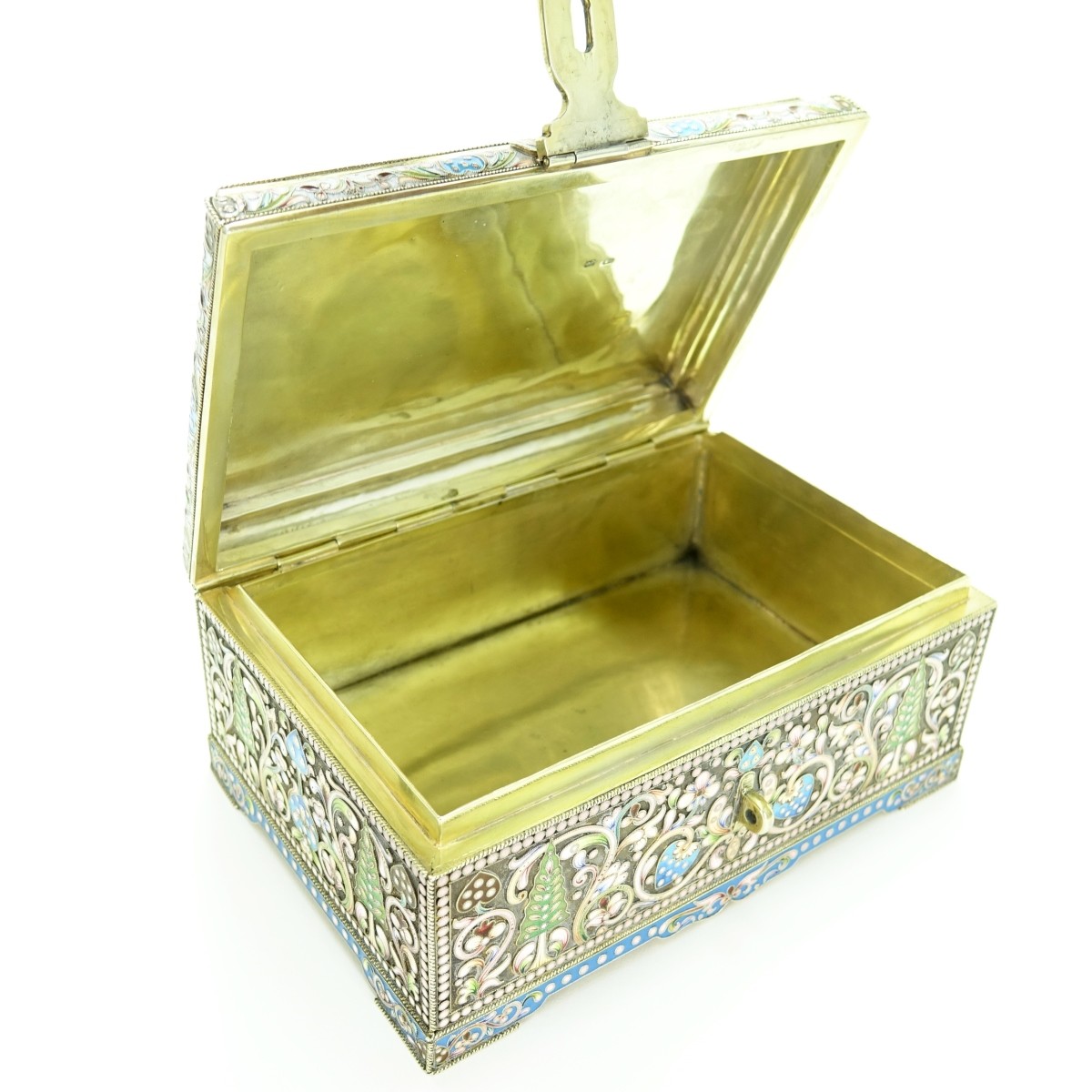 Large Russian Silver Gilt Enamel Box - Image 4 of 9