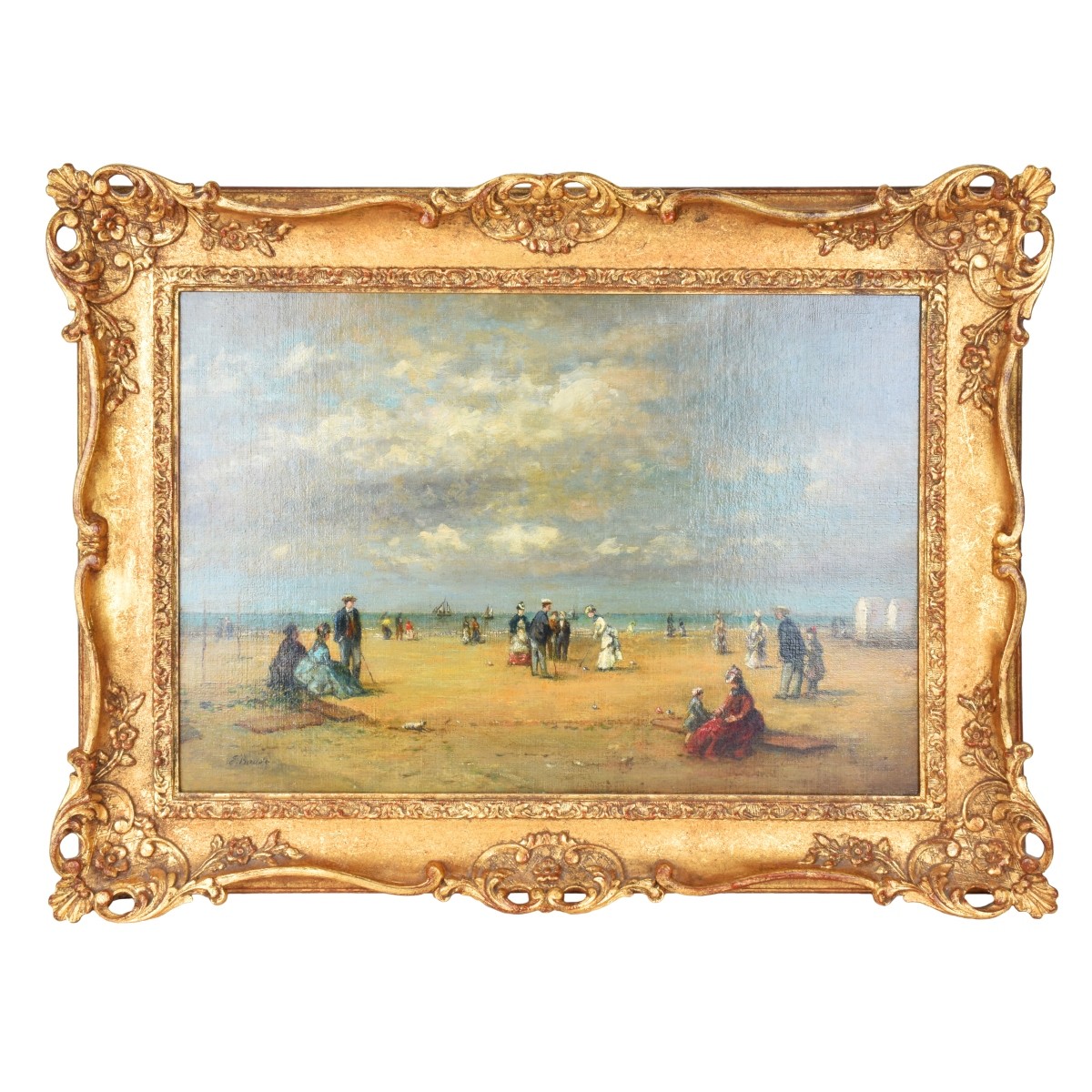 Eugène Boudin (FR. 1824-1898) O/C Beach Trouville - Image 2 of 8