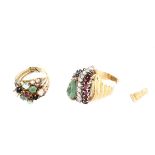 Two Vintage Gemstone and 14K Rings