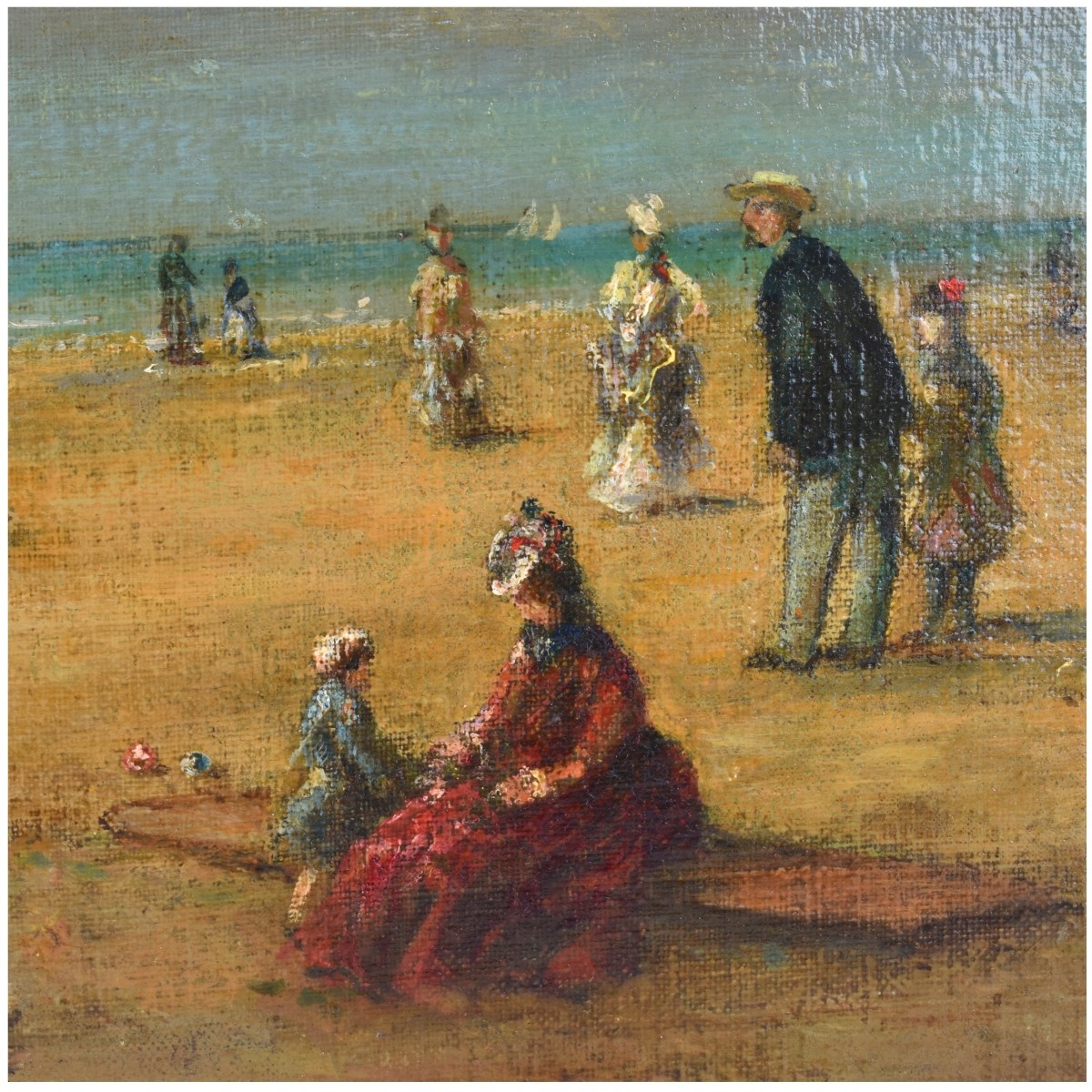 Eugène Boudin (FR. 1824-1898) O/C Beach Trouville - Image 5 of 8