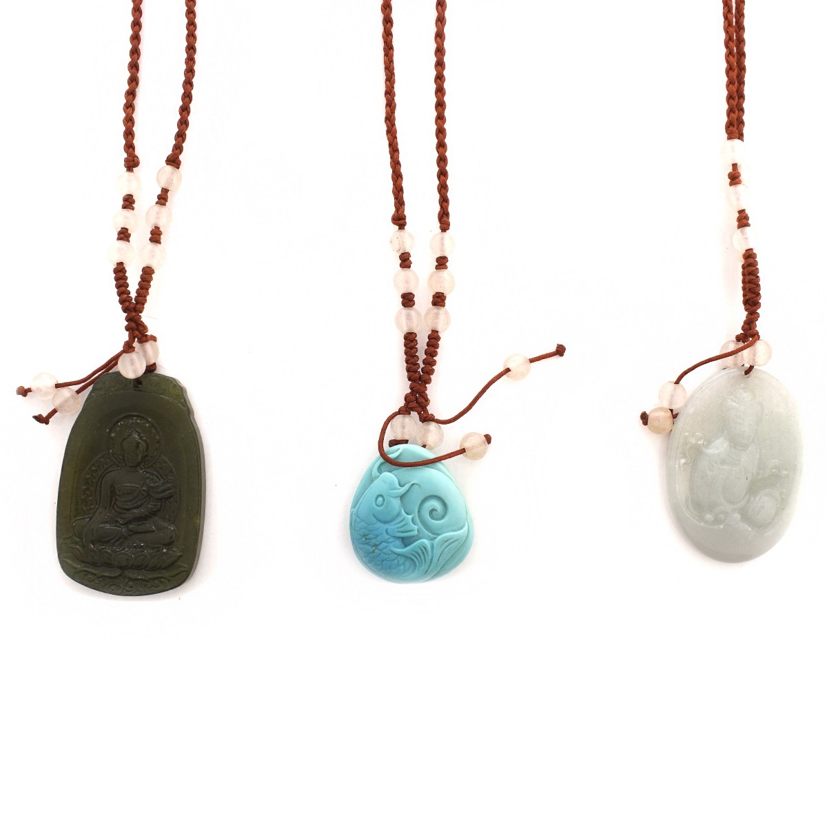 Three Hardstone Pendant Necklaces - Image 2 of 2