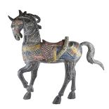 Chinese Polychrome Wood Carved Horse