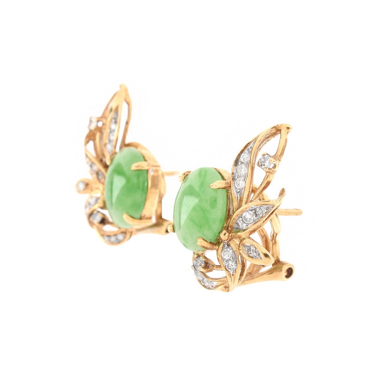 Jade, Diamond and 14K Earrings - Image 2 of 5